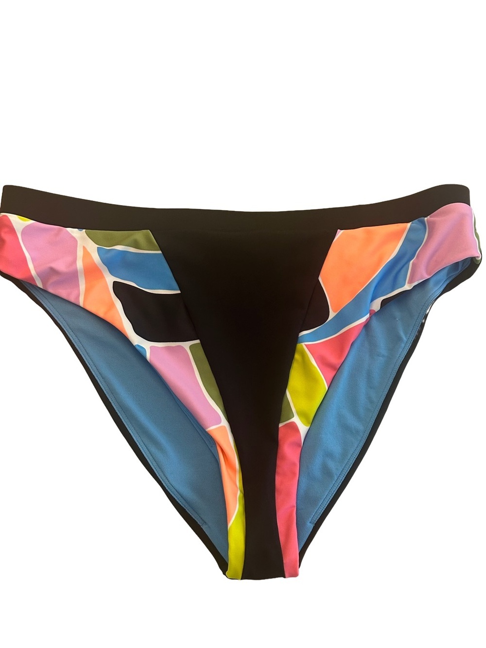 Speedo Women's Black Bikini Bottom with Multicolor Abstract  Panels. size XL